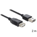 EASY-USB2.0 A-A framlengingarkapall, 2 metrar, svartur