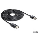 EASY-USB2.0 A-A framlengingarkapall, 3 metrar, svartur