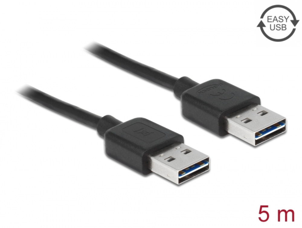 [83463] EASY-USB2.0 A-A kapall, 5 metrar, svartur