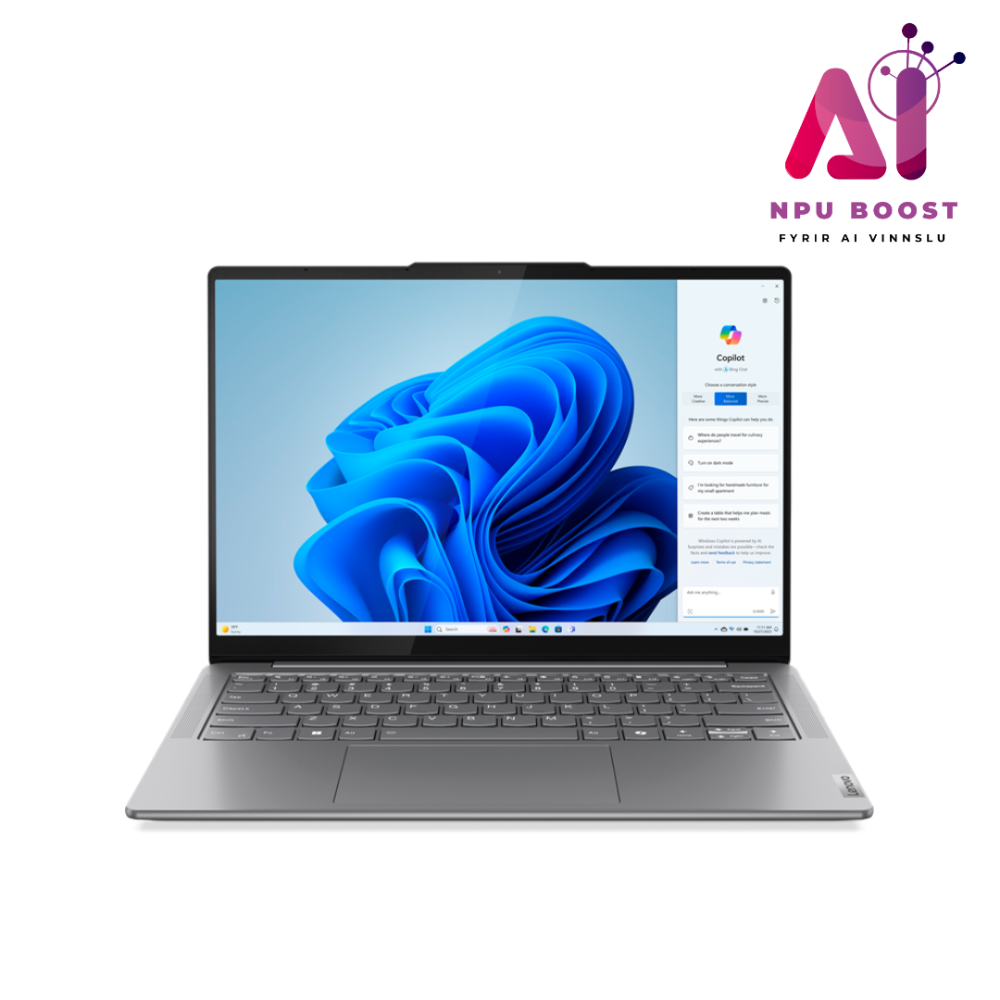 [83CV003YMX] Lenovo Yoga Slim 7 AI fartölva, 14" OLED FHD+ Intel Ultra 7-155H AI 16GB 1TB W11, Luna Grey