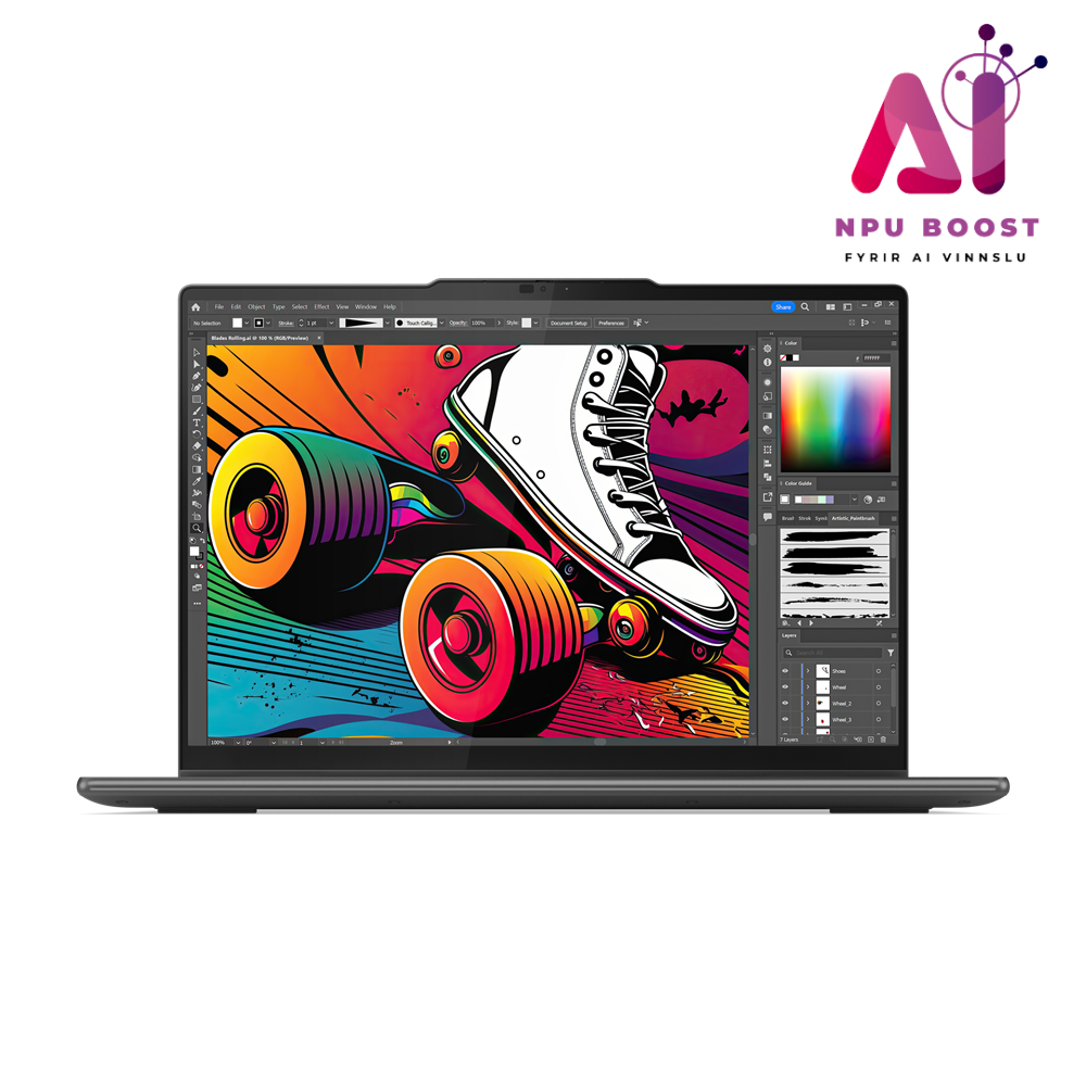 Lenovo Yoga 7 2in1 AI fartölva, 14" OLED FHD+ Intel Ultra 5-125H AI 16/512GB W11, Penni, Storm Grey
