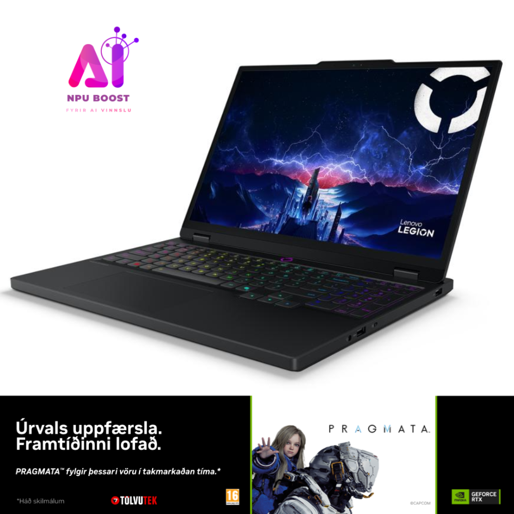 Lenovo Legion 5 AI leikjafartölva, 15.1" OLED QHD+165 Ultra 7-255HX AI 32GB 1TB RTX5070 W11, Eclipse Black