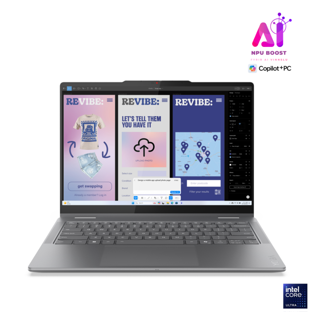 [83JQ002GMX-TT] Lenovo Yoga 7 2in1 AI+ fartölva, 14" OLED 2.8K Intel Ultra 7-258V AI 32GB 1TB W11, Luna Grey