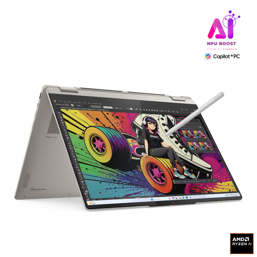 [83JU000DMX-TT] Lenovo Yoga 7 2in1 AI+ fartölva, 16" OLED120 2.8K Ryzen A-7-350 AI 16GB 1TB W11, Luna Grey