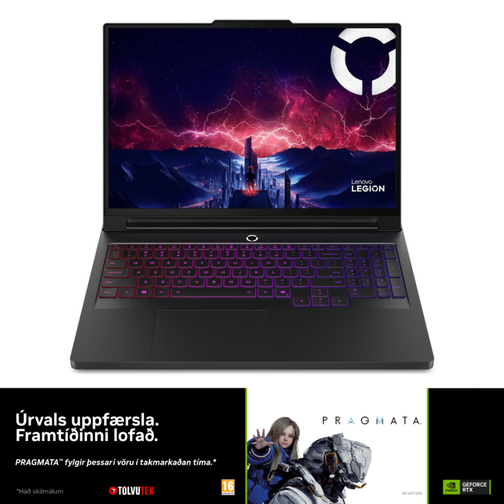 [83RU001WIW-TT] Lenovo Legion Pro 7 leikjafartölva 16" OLED QHD+240 R9-9955HX3D 64GB 2TB RTX5080 W11P, ísl. lykl., 3ár, Eclipse Black