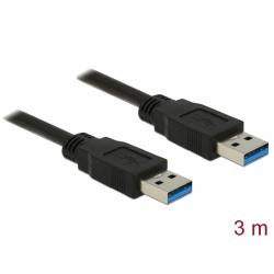 [85063] USB3.0 A-A kapall, 3 metrar, hann/hann, svartur