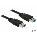 USB3.0 A-A kapall, 3 metrar, hann/hann, svartur