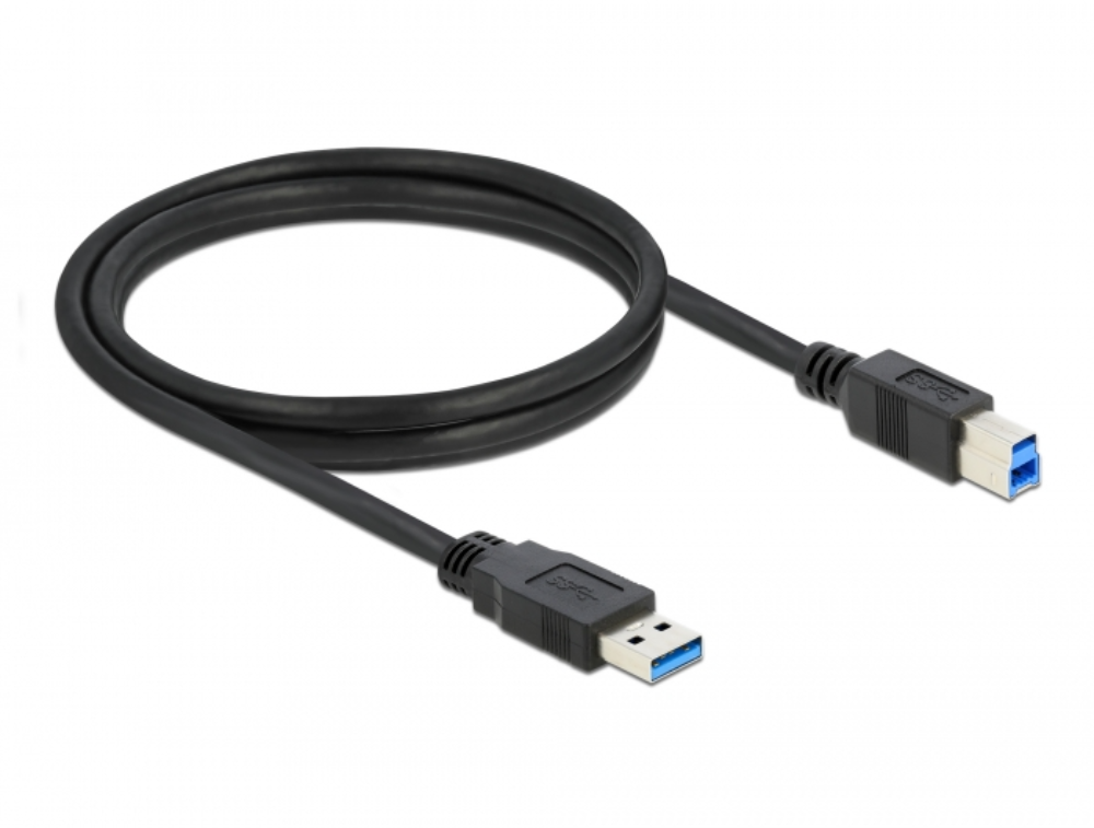 [85067] USB3.0 A-B kapall, 1,5 metri, hann/hann, svartur