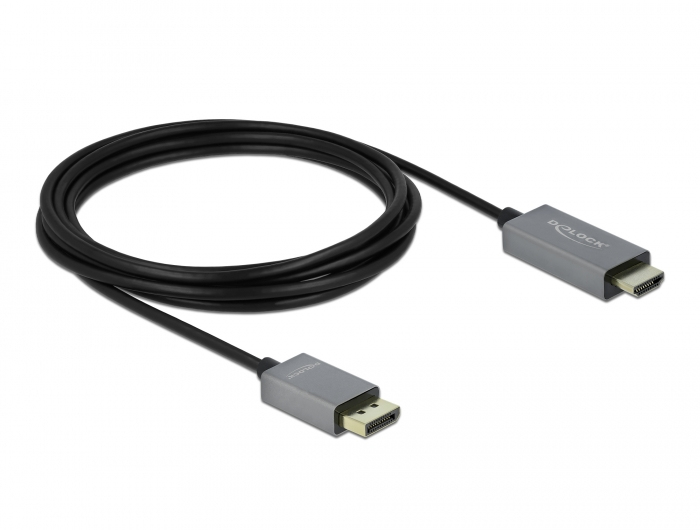 [85930] Delock Displayport 1.4 í HDMI, 4K 60Hz HDR kapall, hann/hann, 3 metrar