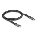 Delock USB-C 40Gbps PD 3.1 240W DP 1.4 8K hleðslukapall með LED skjá, 1m, málmgrár