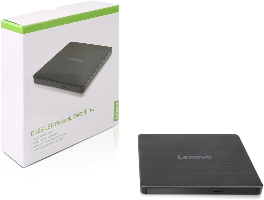 Lenovo utanáliggjandi DVD skrifari og lesari USB2.0, svartur