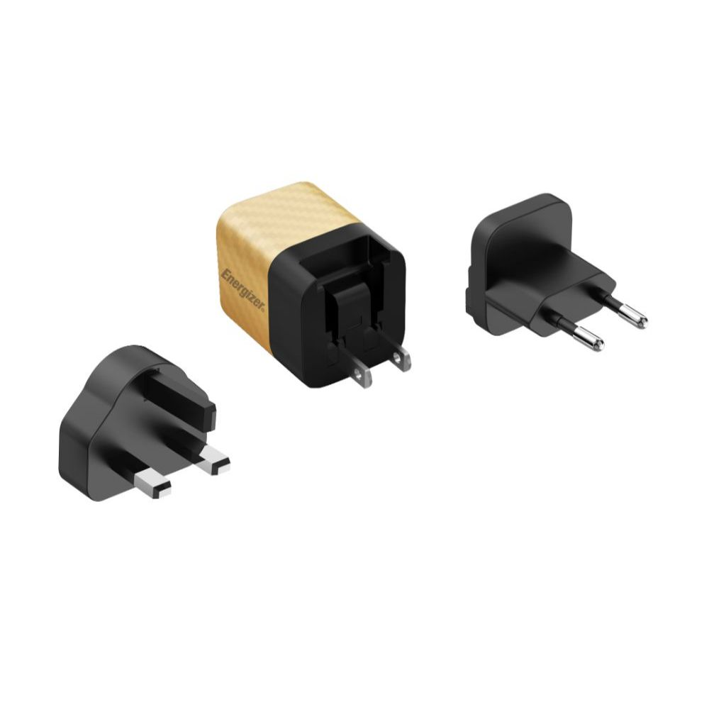 20W Energizer Universal USB-C PD GaN EU/UK/US ferðahleðslutæki, gyllt