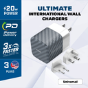 20W Energizer Universal USB-C PD GaN EU/UK/US ferðahleðslutæki, silfurlitað