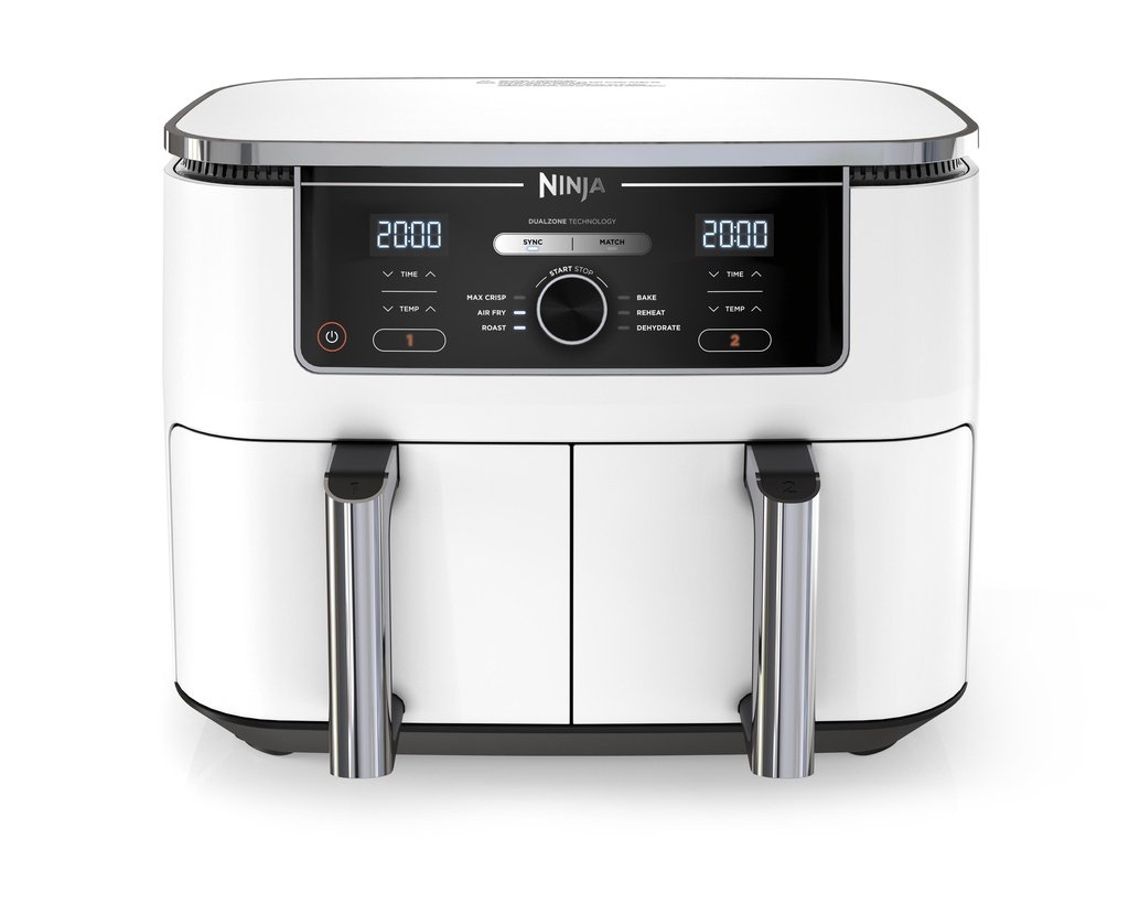 [AF400EUWH] Ninja Foodi Max AF400EUWH 2x 4,75L tvöfaldur Air Fryer, FlexDrawer, 8 aðgerðir, 2470W, Hvítur
