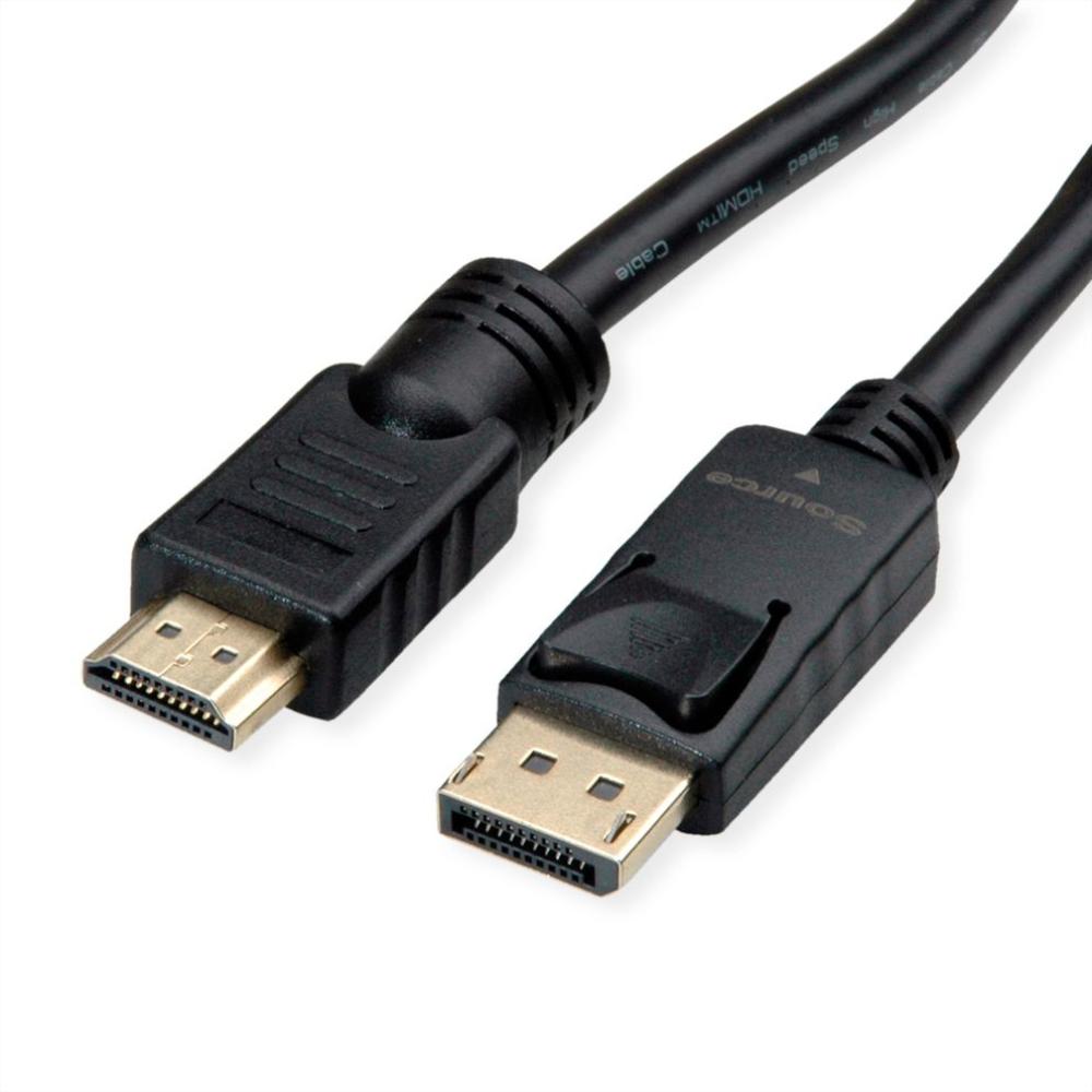 [11.04.5777-5] Roline DisplayPort í HDMI 4k kapall hann/hann 10 metrar, svartur