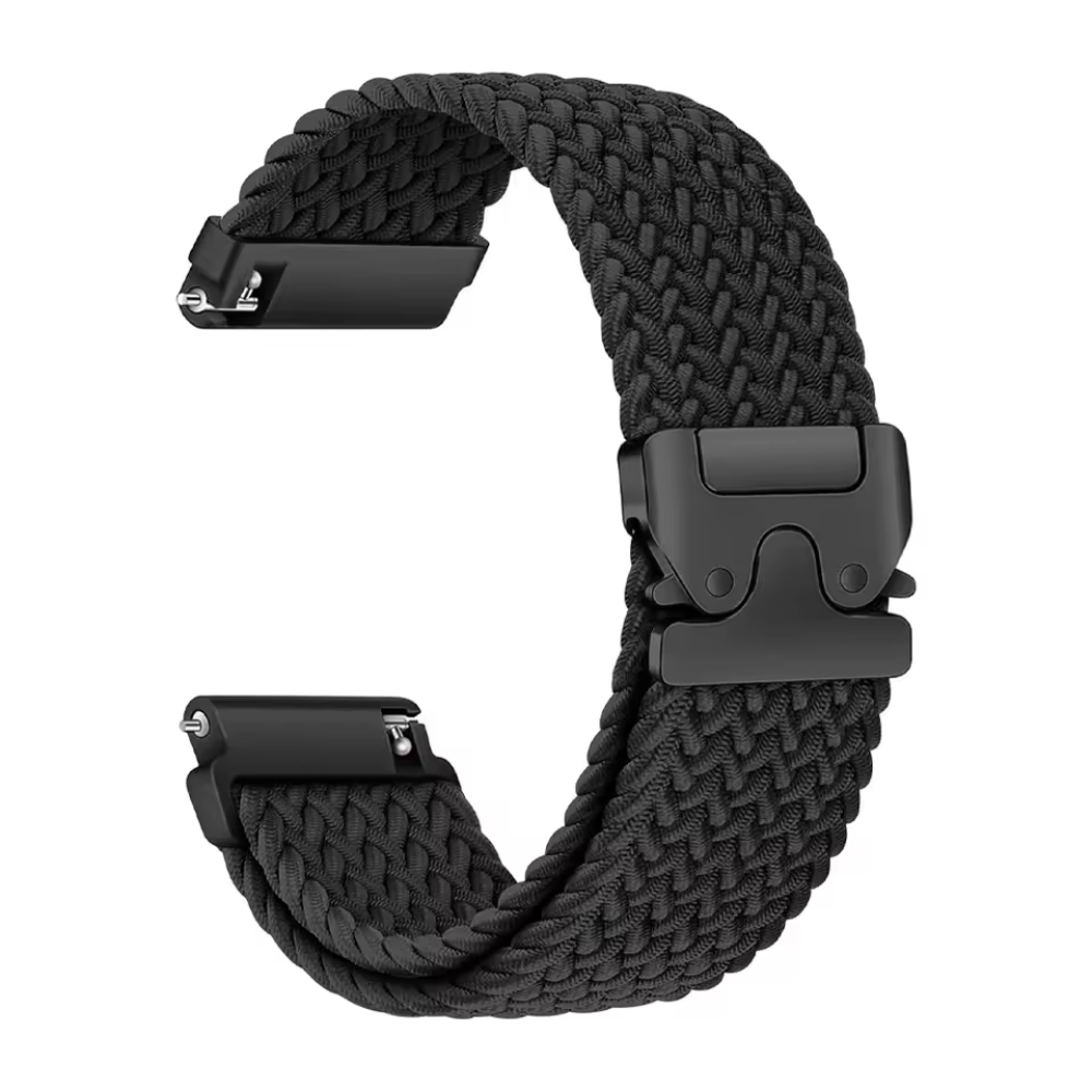 [AMZ-STRAP-BR-B2-20] Úra ól - Ól úr tauefni - 20mm ól fyrir Amazfit heilsu úr, svört með smellulás