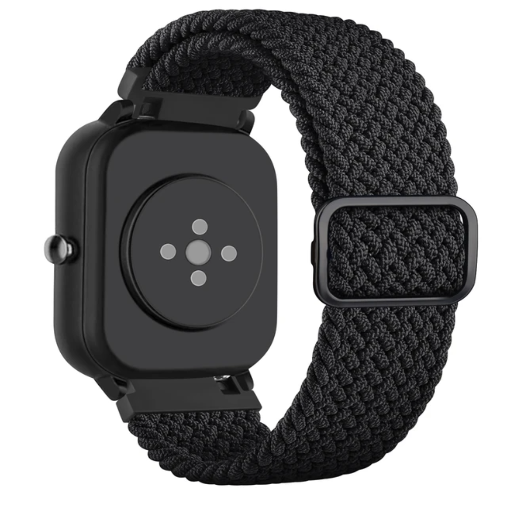[AMZ-STRAP-BR-BK-20] Úra ól - Ól úr tauefni - 20mm ól fyrir Amazfit heilsu úr, svört