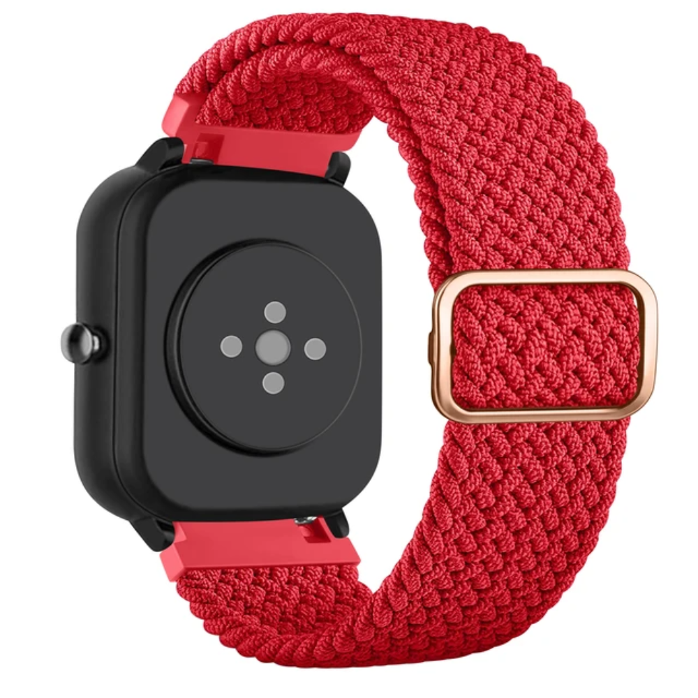 [AMZ-STRAP-BR-RD-20] Úra ól - Ól úr tauefni - 20mm ól fyrir Amazfit heilsu úr, Rauð