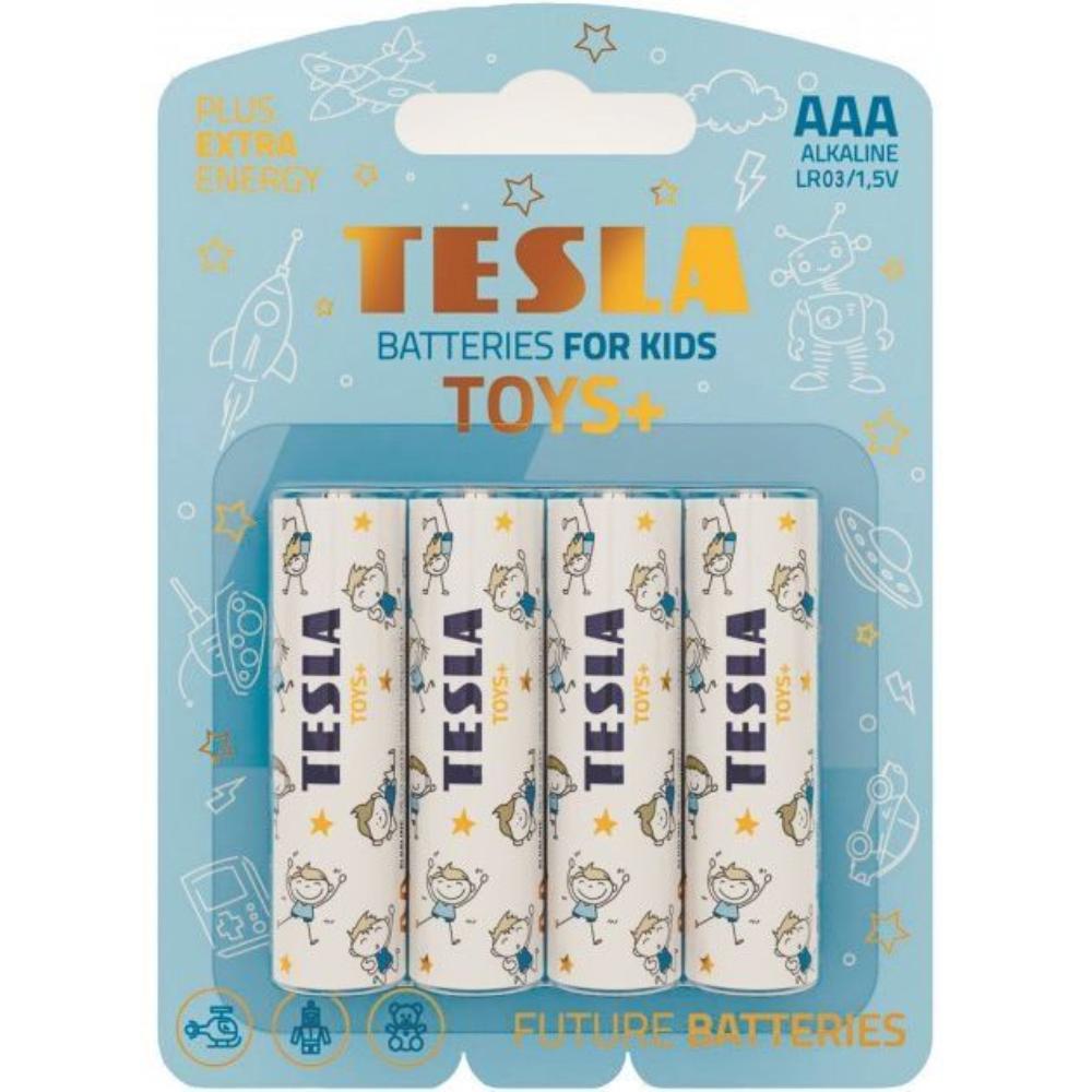 [11030420] Tesla Batteries AAA Toys+ hágæða rafhlöður fyrir leikföng, 4stk bláar