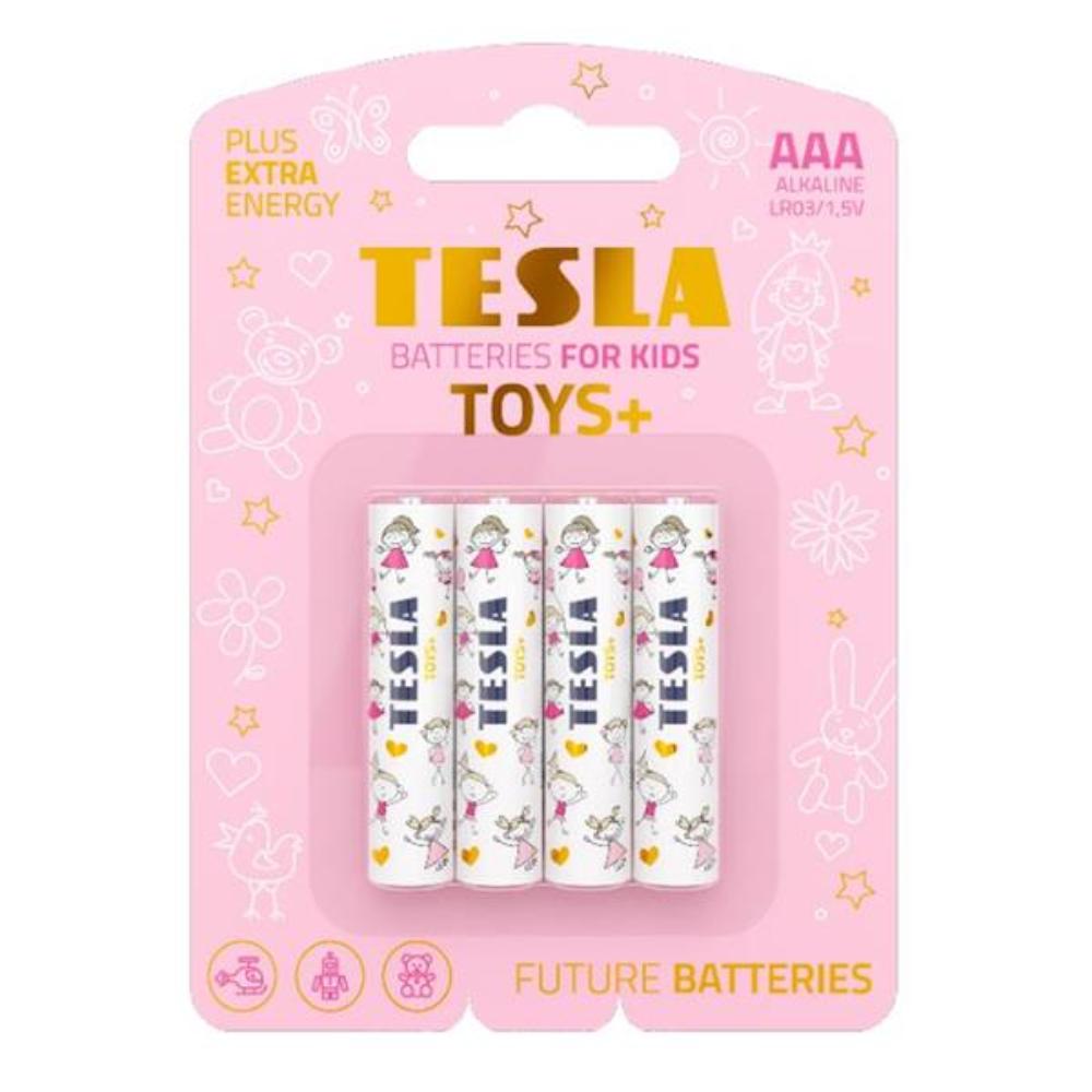 [11030421] Tesla Batteries AAA Toys+ hágæða rafhlöður fyrir leikföng, 4stk bleikar
