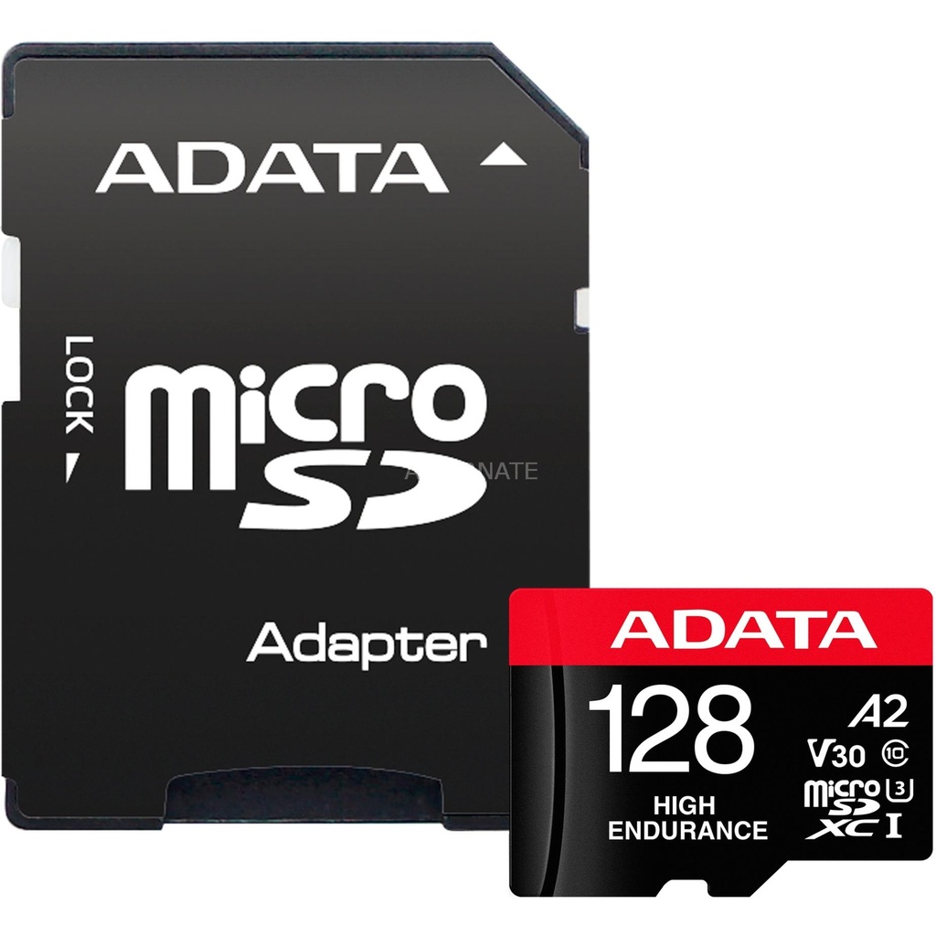 [AUSDX128GUI3V30SHA] ADATA MicroSD 128GB class 10 UHS-1 U3 High Endurance háhraða minniskort m/SD-breytistykki