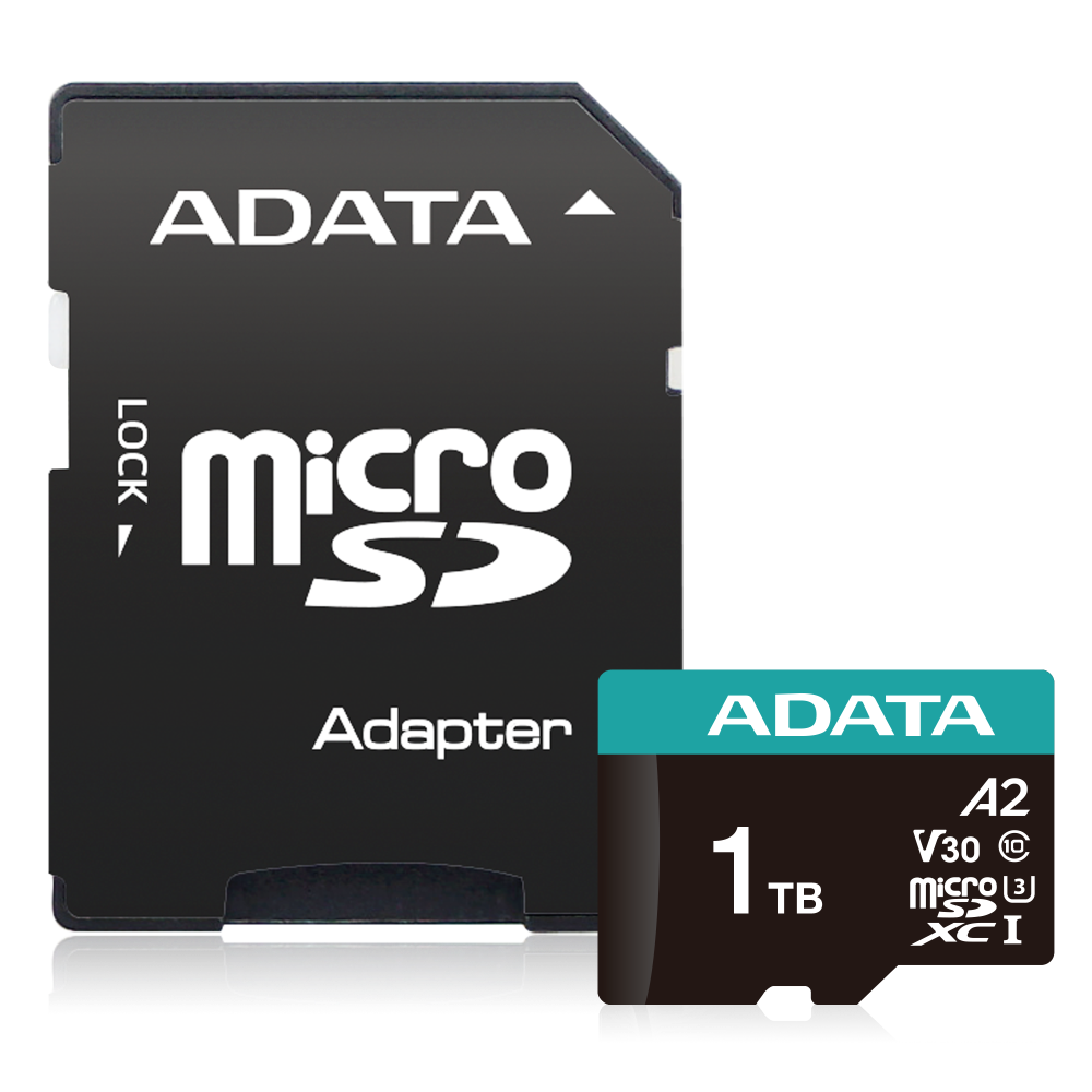 [AUSDX1TUI3V30SA2RA] ADATA MicroSD 1TB class 10 UHS-1 U3 háhraða minniskort m/SD-breytistykki