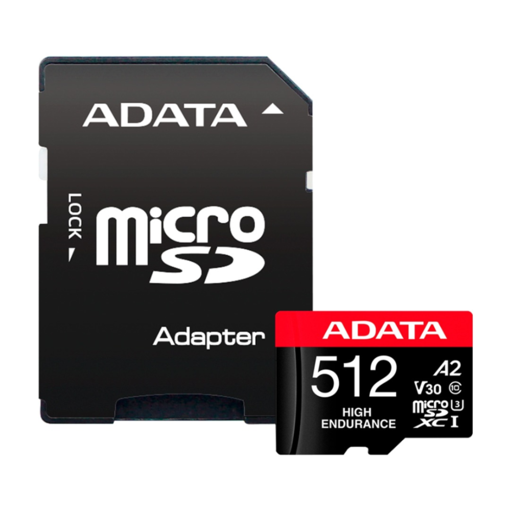 [AUSDX512GUI3V30SHA] ADATA MicroSD 512GB class 10 UHS-1 U3 High Endurance háhraða minniskort m/SD-breytistykki