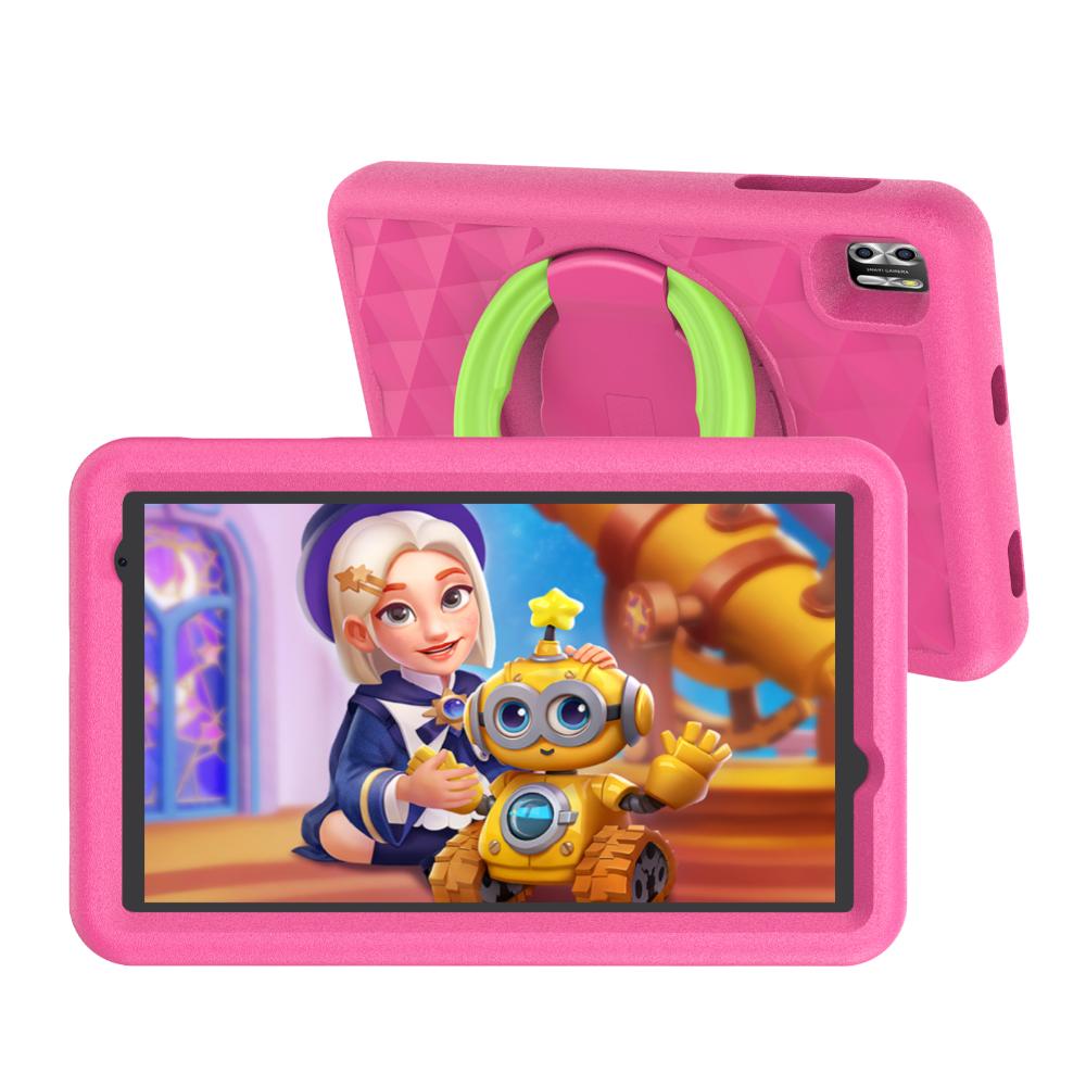 [B8K-PI] Pritom Kid Tab B8K 8" HD+ 8-kjarna 4/64GB Android 14 spjaldtölva með bumper, Bleik