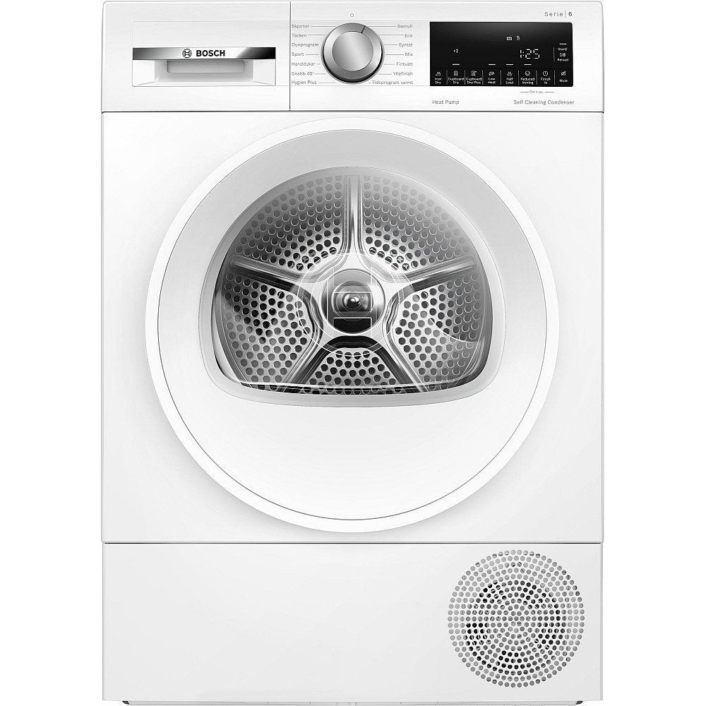 [BCWQG 2450MSN] Bosch Serie 6 þurrkari, 9kg, Selfcleaning, affalsslanga fylgir, hvítur, 5 ára ábyrgð