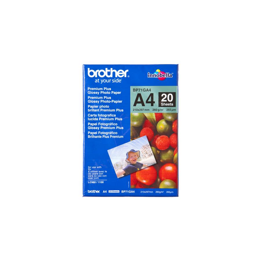Brother BP71GA4, A4 Glossy ljósmyndapappír, 260g, 20 arkir