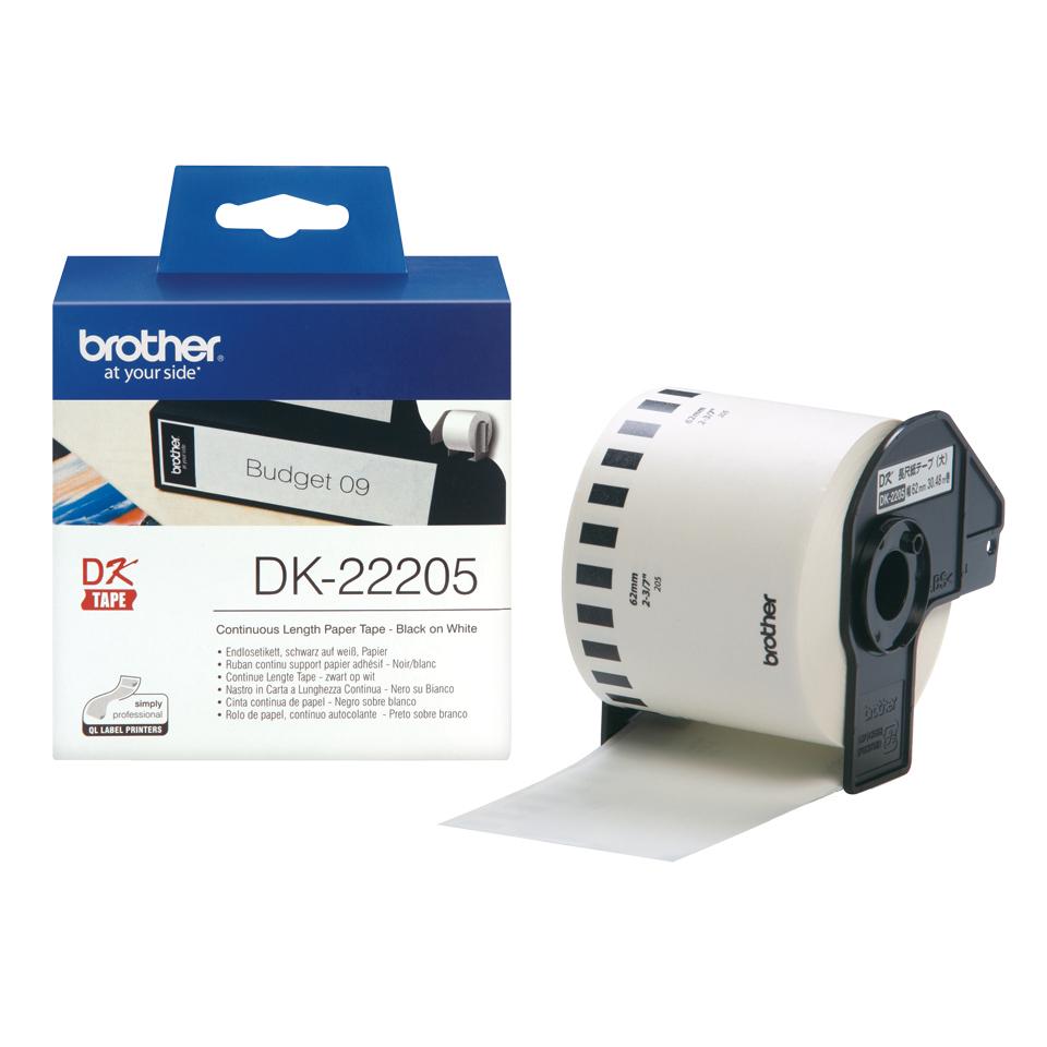[BRODK22205] Brother DK-22205 samfelld límmiðarúlla, 62mm x 30.48m