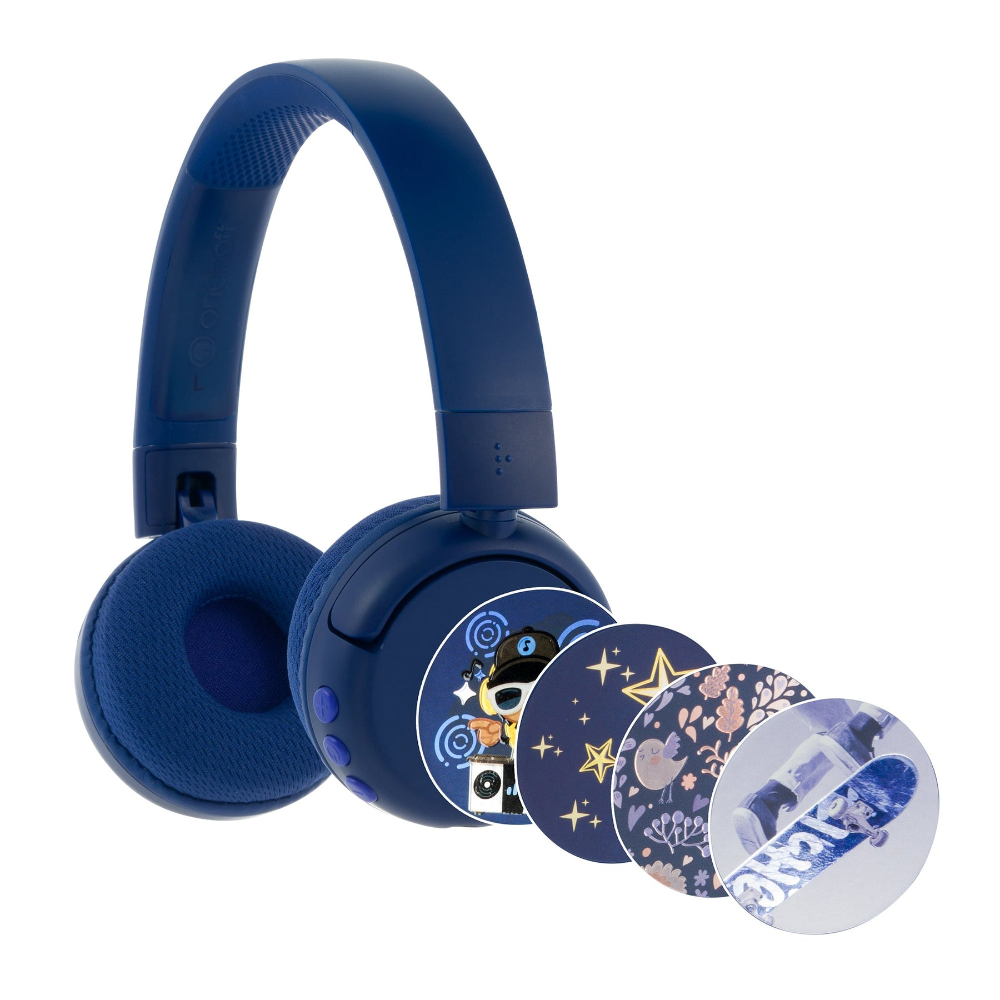 BuddyPhones POP Fun þráðlaus BT krakkaheyrnartól, blá