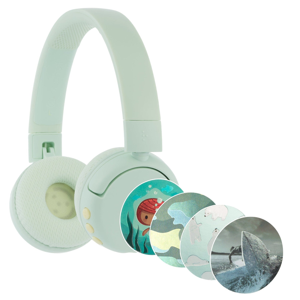 BuddyPhones POP Fun þráðlaus BT krakkaheyrnartól, græn