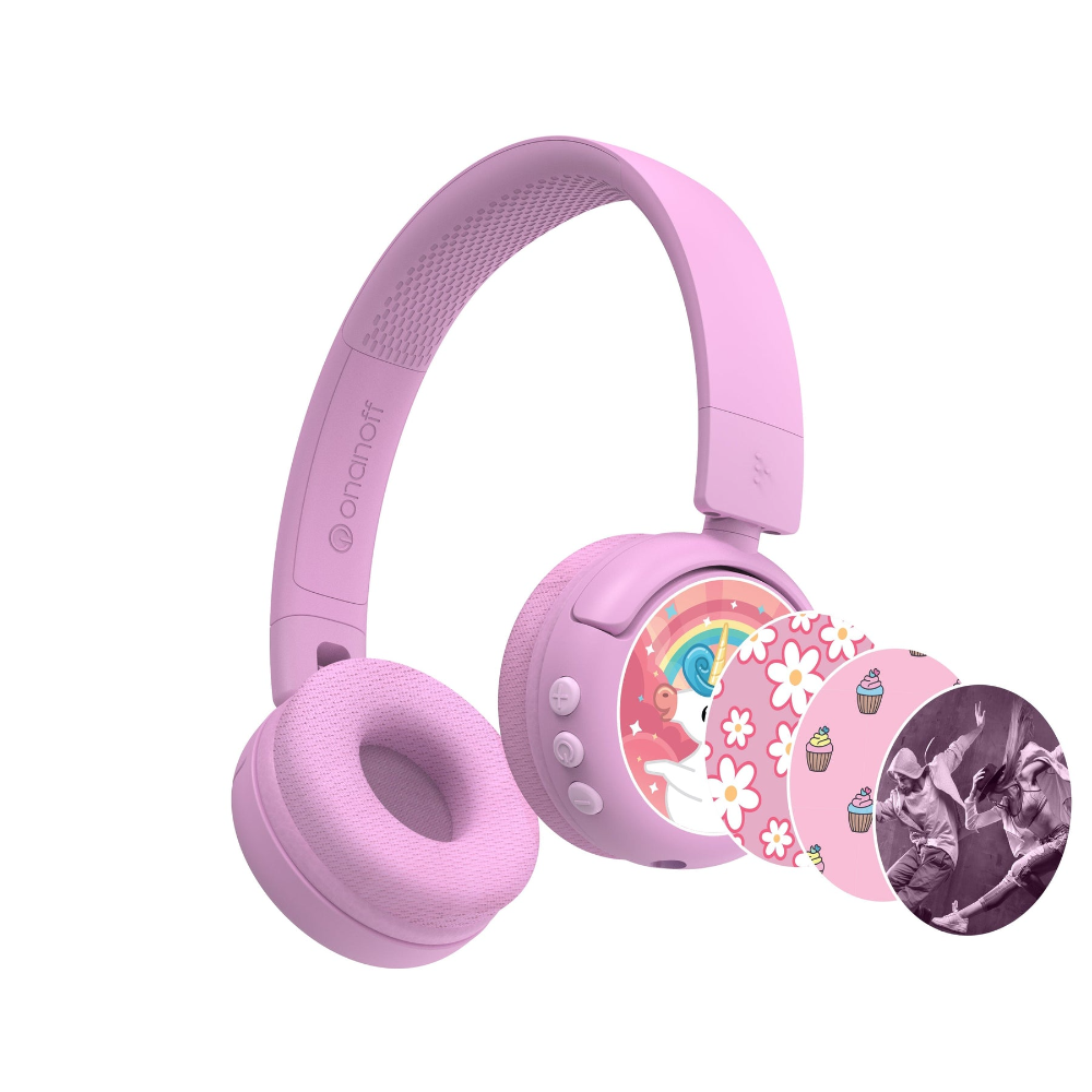 BuddyPhones POP Fun þráðlaus BT krakkaheyrnartól, bleik