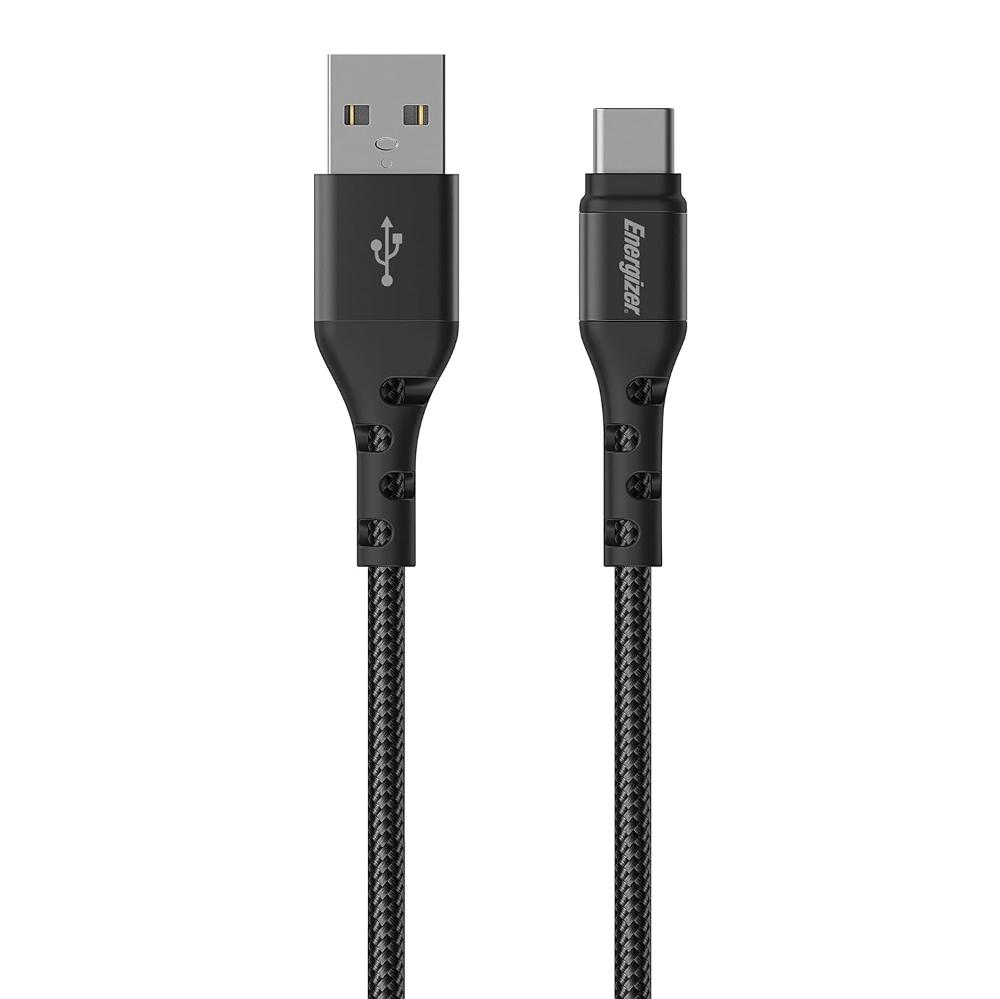 [C520CKBK] Energizer USB 2.0 A í C Metal / Nylon ofinn kapall, 2 metrar, Svartur