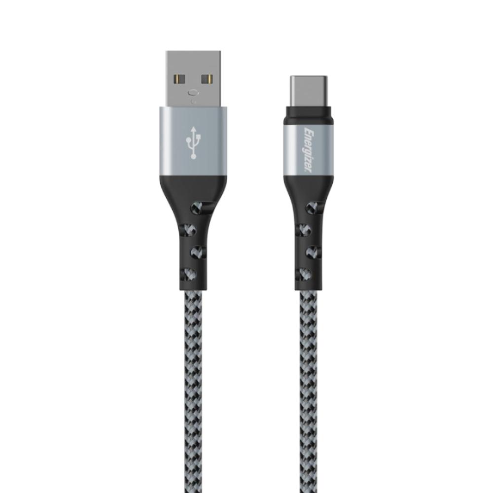[C520CKSL] Energizer USB 2.0 A í C Metal / Nylon ofinn kapall, 2 metrar, Silfur