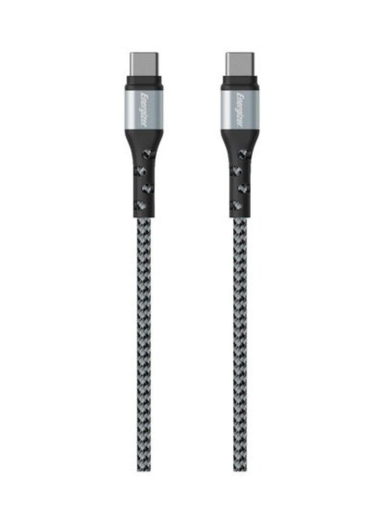 [C521CKSL] Energizer USB 2.0 C í C Metal / Nylon ofinn kapall, 2 metrar, Silfur