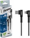 Energizer USB 2.0 A í C ofinn kapall með 90° hausum 2 metrar, grár