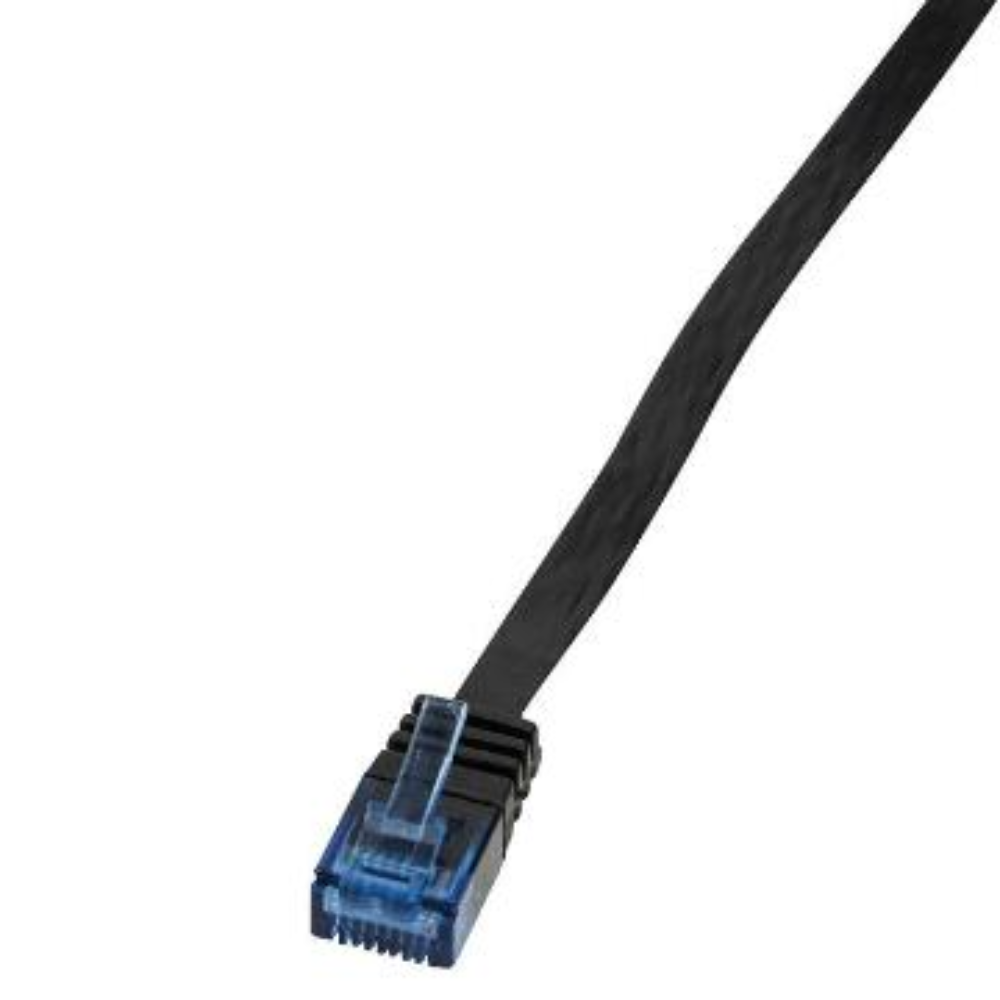 Netsnúra Cat 6 RJ-45 svört (Flöt) 2.0m