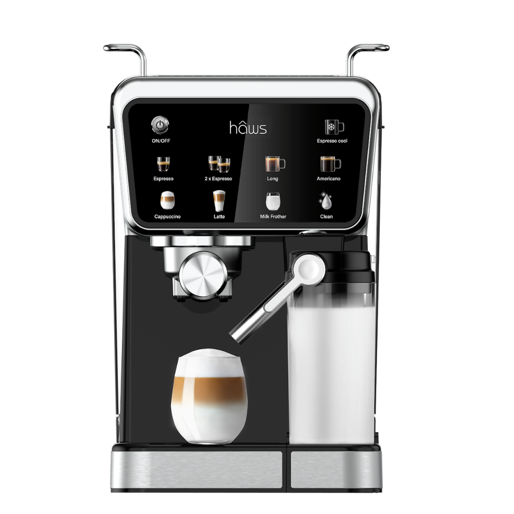 [CME5086] Haws 7in1 Espresso kaffivél með sjálfvirkum 0,5L mjólkurflóara, 20 Bar, 1.5L, stafrænn skjár, 1350W