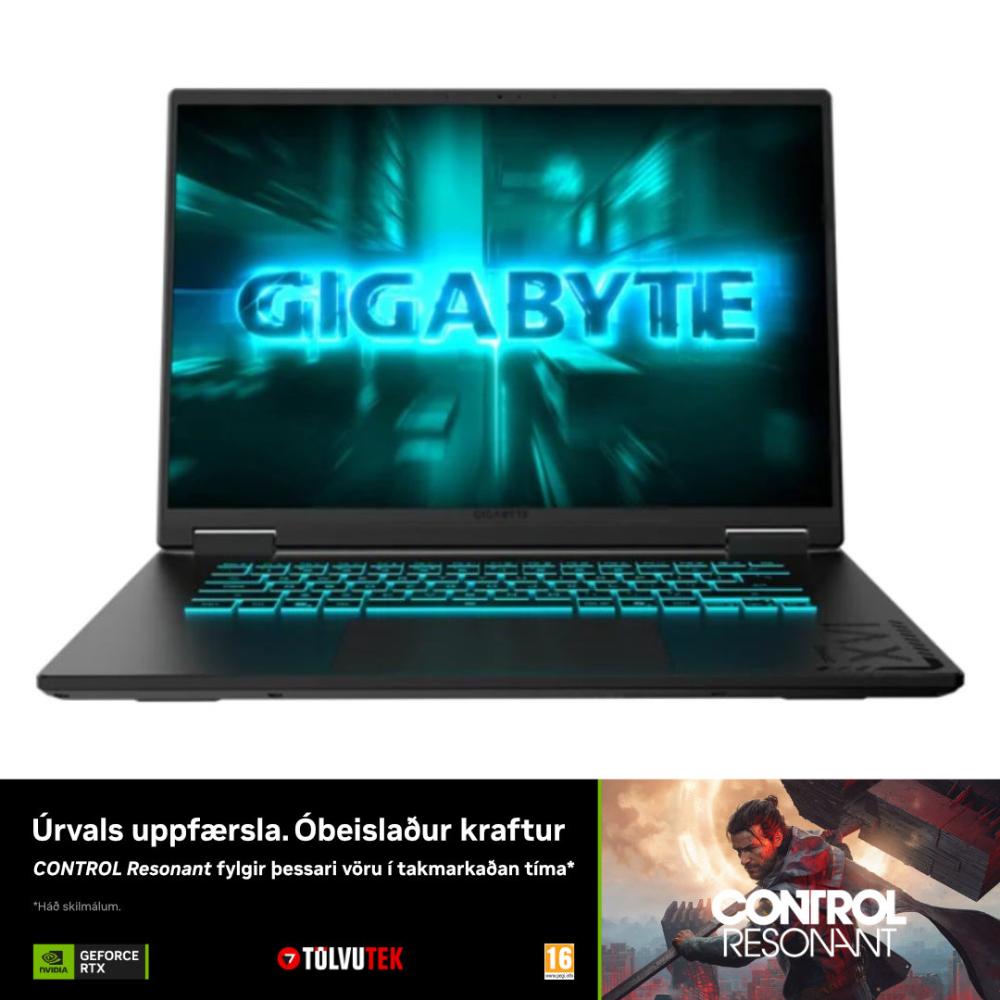 [CWH-I3NE894SH] Gigabyte Gaming leikjafartölva 16" FHD+165 i7-13620H 16GB 1TB RTX5070 W11, Black Steel