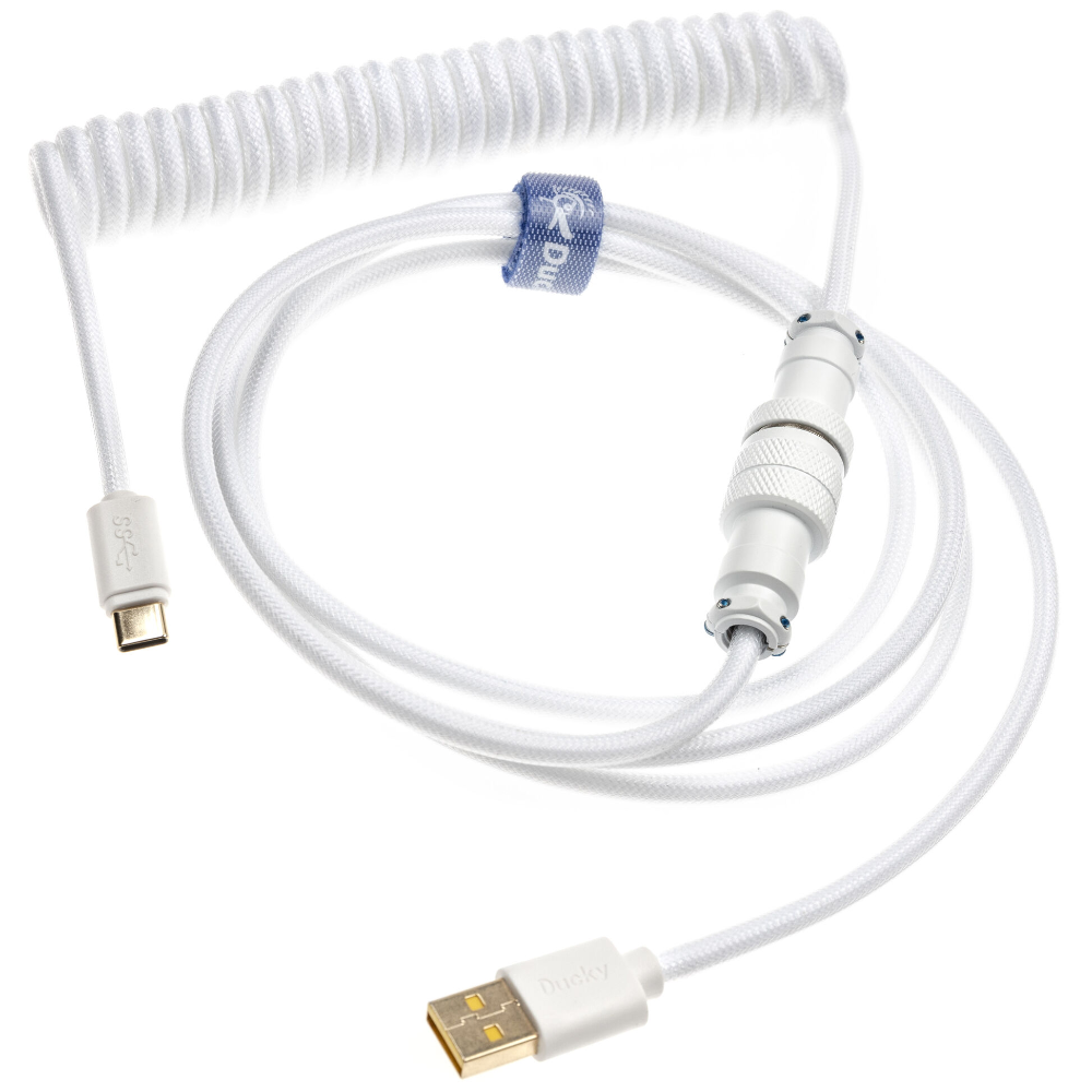 [DACOC2-WHT1] Ducky Coiled USB-C Kapall, Hvítur
