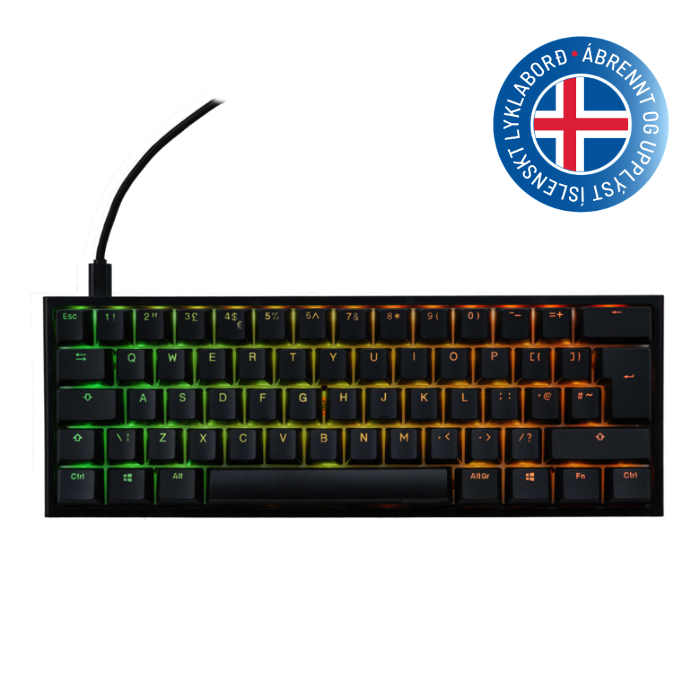 Ducky One 2 Pro Mini RGB lyklaborð, Cherry MX Brown, íslenskt, svart