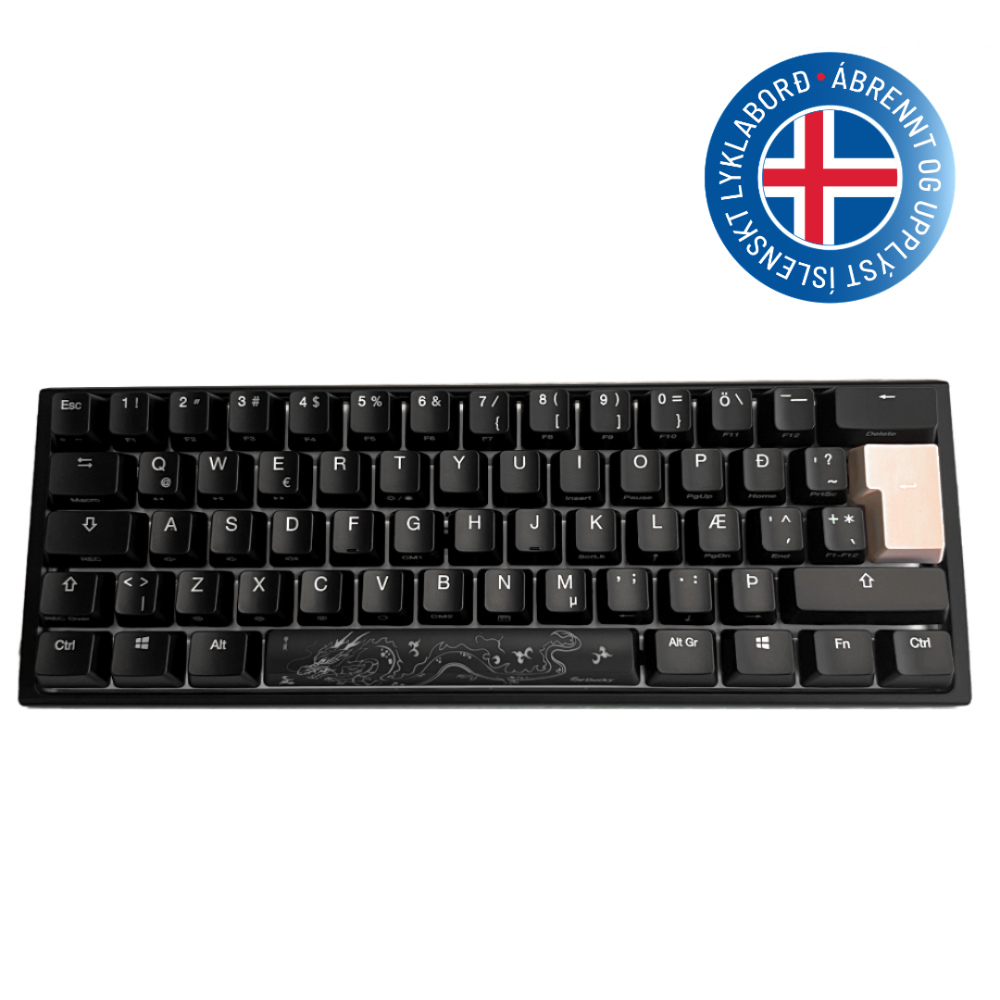 Ducky One 3 Mini RGB lyklaborð, Cherry MX Silent Red, íslenskt, svart