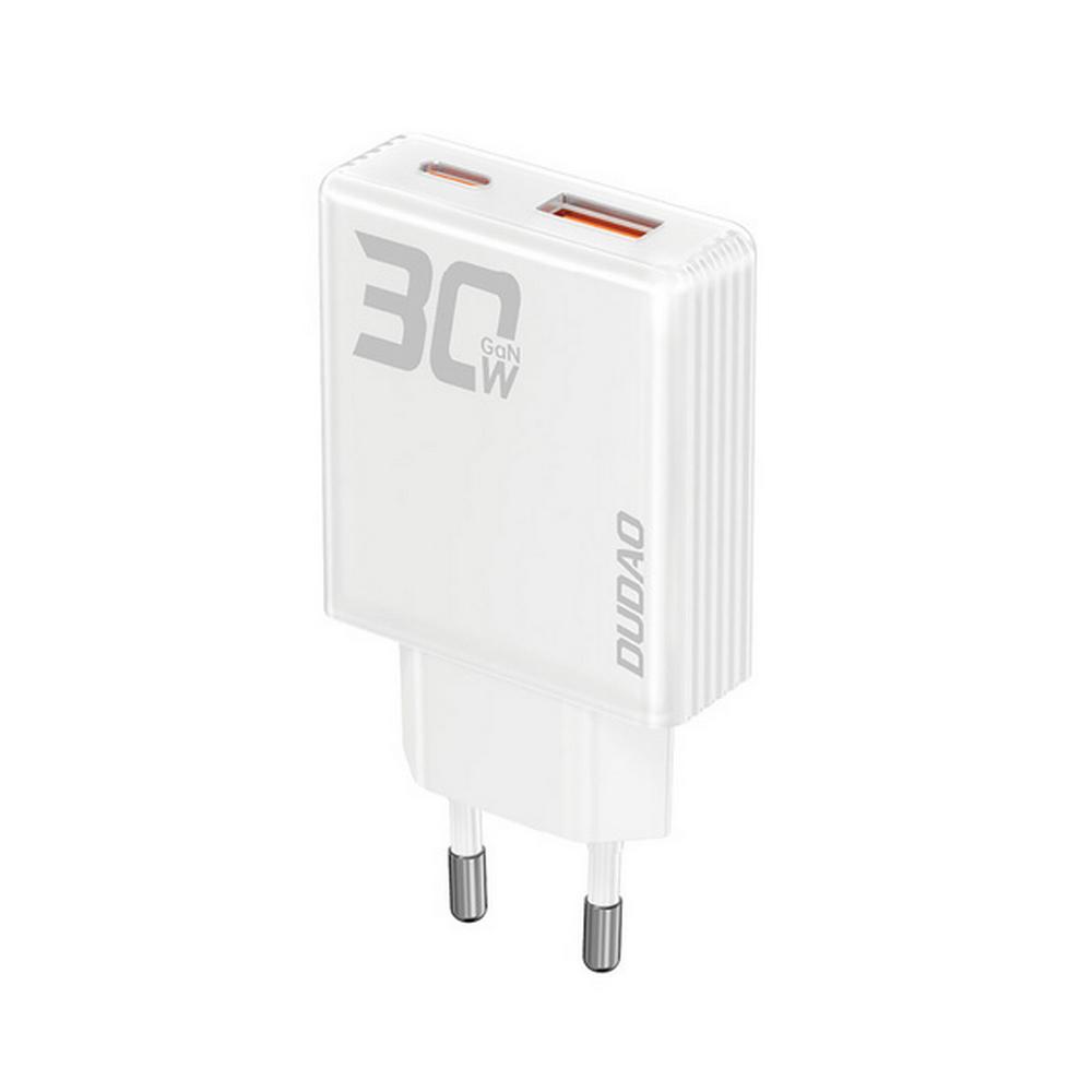 [DO-A30EU] 30W Dudao A30 1x USB-C, 1x USB-A GaN hleðslutæki, hvítt