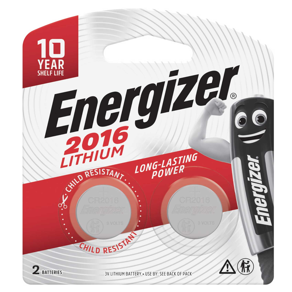 Energizer Power 3V CR2016 rafhlöður, 2stk