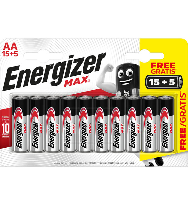 Energizer Power 1.5V AA rafhlöður, 15+5stk