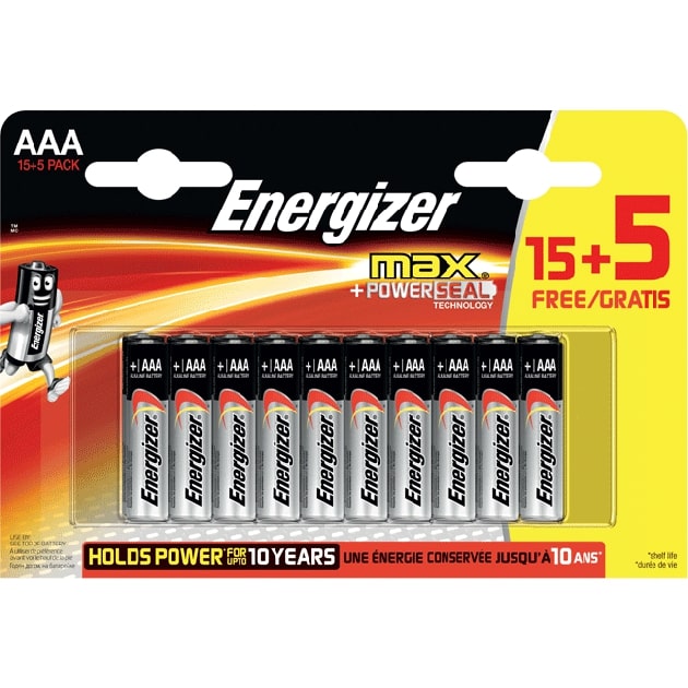 Energizer Power 1.5V AAA rafhlöður, 15+5stk