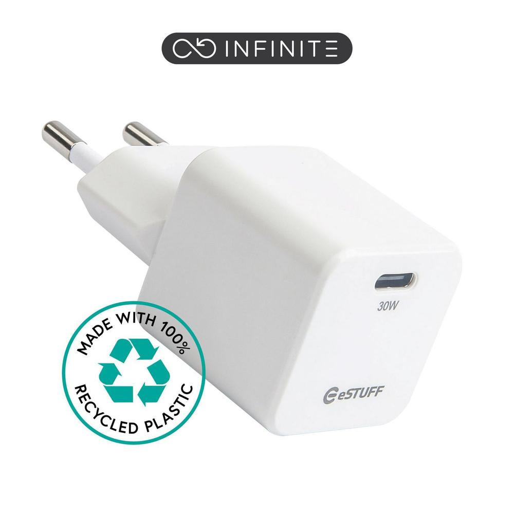 [ES635041] 30W eStuff USB-C PD hleðslutæki, hvítt