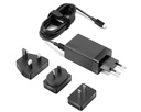 65W Lenovo USB-C PD EU/UK/US ferðahleðslutæki með USB-C kapli, svart